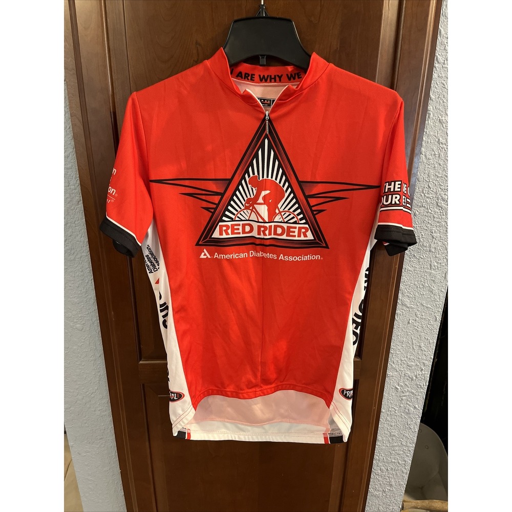PRIMAL Women's L Red Rider Red Cycling Jersey 3/4 Zip Three Pockets